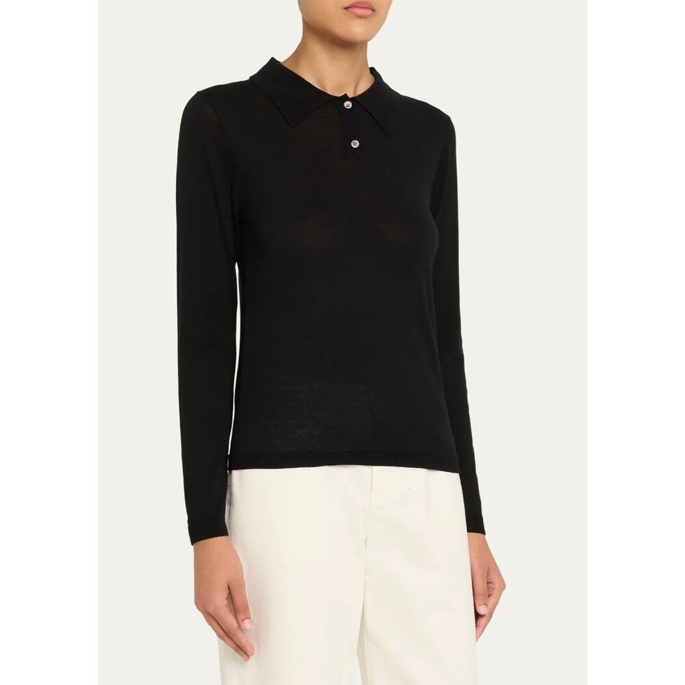 Still Here NY The Daughter Sweater Long Sleeve Polo Shirt Black Size Medium